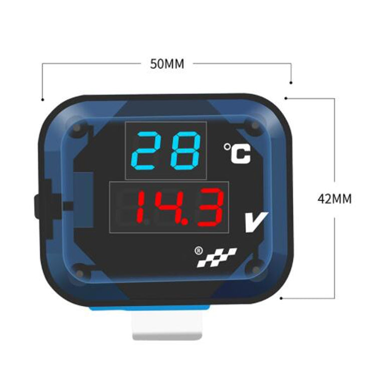 12-24V Motorcycle Modified Electronic Meter Voltage Temperature Table With USB Car Charger, 2954