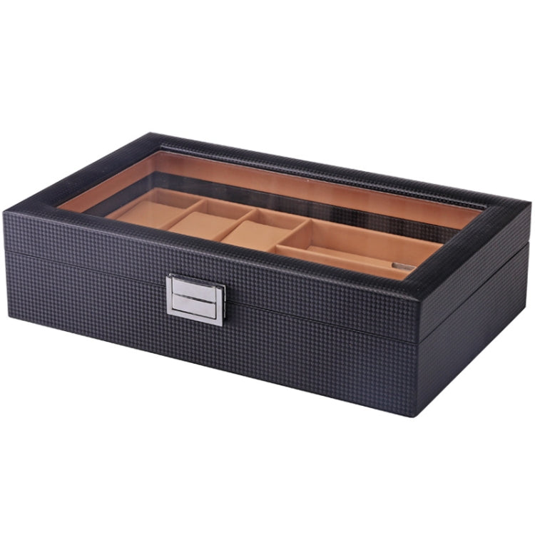 6+3 PU Watch Glasses Case Carbon Fiber PU Skin Watch Box Sunglasses Box, 6 + 3 Brown, 6 + 3 Black