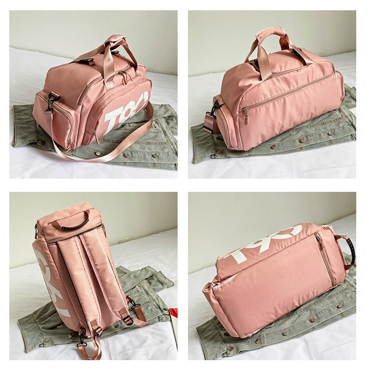 Sports Fitness Bag Large Capacity Luggage Bag Dry Wet Separation With Shoes Position Hand-Held Backpack Travel Bag, Pink White, Pink Yellow, Black and White, Black Yellow, Blue and White, Blue Yellow, Deep Blue White, Dark Blue Yellow, Red White       ...