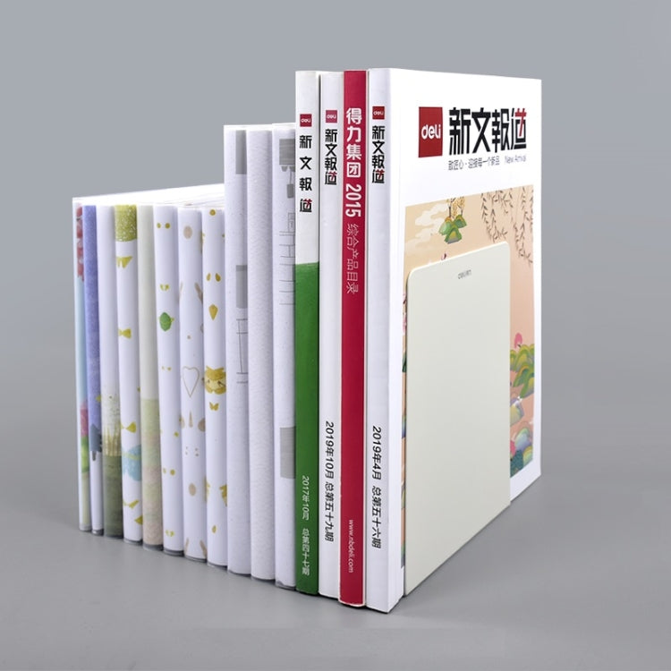 Deli 78650 2 Pieces Of Thickened Desktop Metal Bookends, Green, Beige, Dark Gray, Light Green