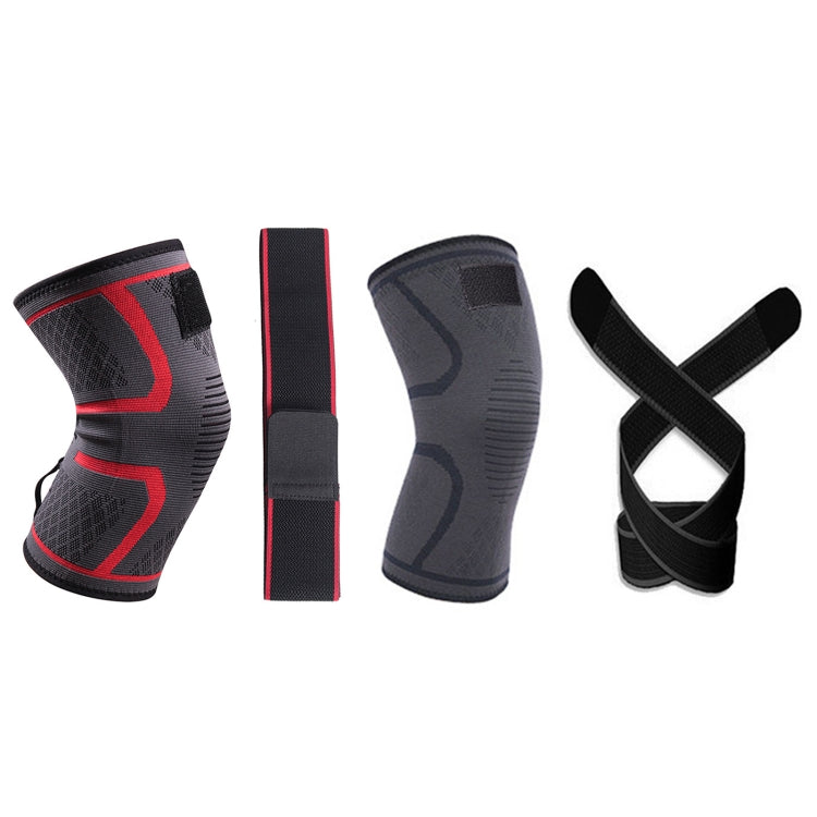 Pressurized Tape Knit Sports Knee Pad, M (Red), L (Red), XL (Red), XXL (Red), M (Black), L (Black), XL (Black), XXL (Black)