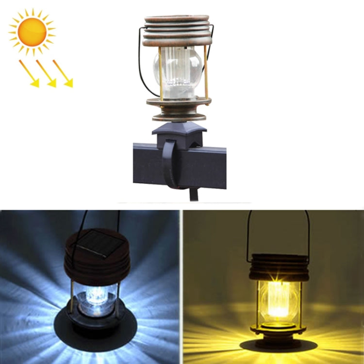 HSR002 Outdoor Retro Solar Lantern Camping Light, Spec:, Insert Type-Warm Light, Railing Type-Warm Light