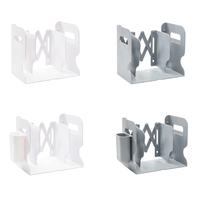 Desktop Folding And Retractable Book Storage Stand, White, Grey, White + Pen Holder, Gray + Pen Holder