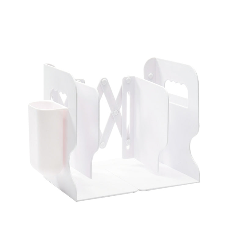Desktop Folding And Retractable Book Storage Stand, White, Grey, White + Pen Holder, Gray + Pen Holder