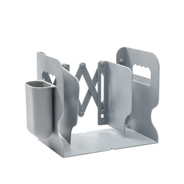 Desktop Folding And Retractable Book Storage Stand, White, Grey, White + Pen Holder, Gray + Pen Holder