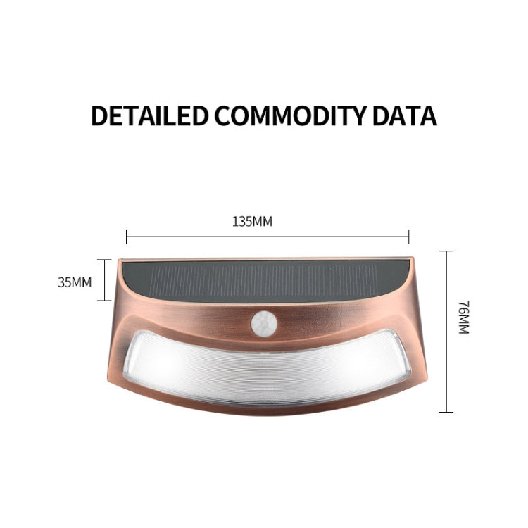 Red Copper Human Body Induction Solar Wall Light, White Light, Warm Light