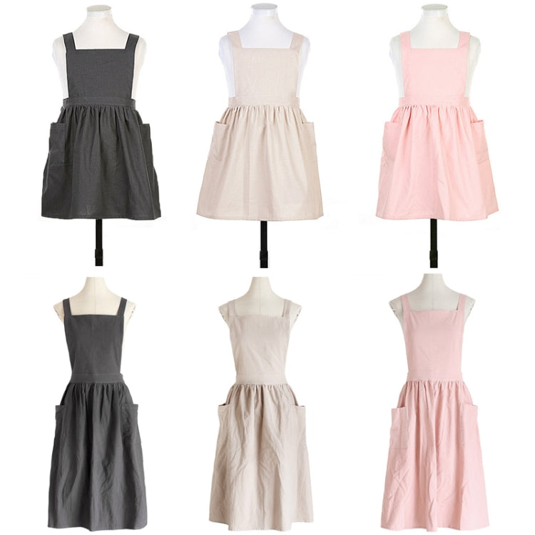 Cotton And Linen Parent-Child Painting Apron Baking Coffee Work Clothes,Size:, Childrens (Gray), Childrens (Oats), Childrens (Pink), Adults (Gray), Adults (oat), Adult ( Pink)