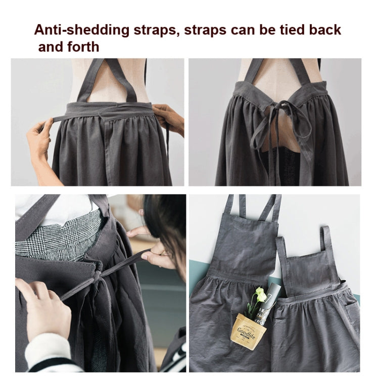 Cotton And Linen Parent-Child Painting Apron Baking Coffee Work Clothes,Size:, Childrens (Gray), Childrens (Oats), Childrens (Pink), Adults (Gray), Adults (oat), Adult ( Pink)