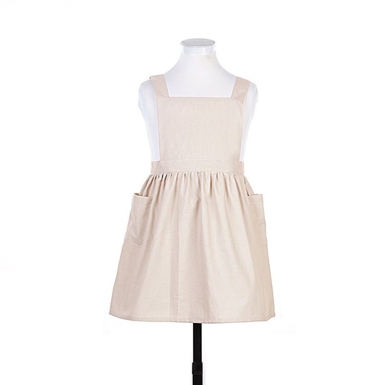 Cotton And Linen Parent-Child Painting Apron Baking Coffee Work Clothes,Size:, Childrens (Gray), Childrens (Oats), Childrens (Pink), Adults (Gray), Adults (oat), Adult ( Pink)