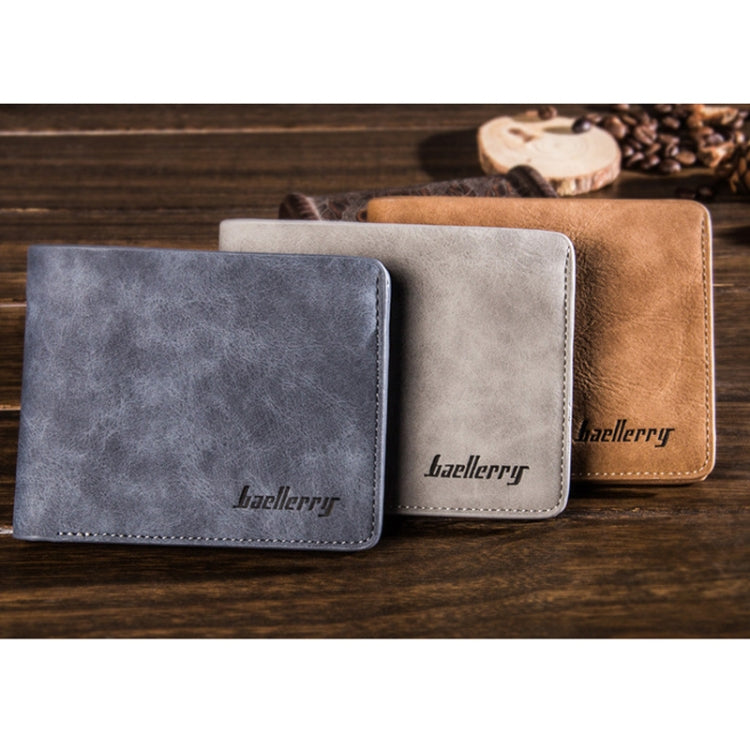 Baellerry BLR1152 Men Short Wallet Vintage Frosted Two Fold Wallet, Coffee Horizontal, Coffee Vertical, Blue Horizontal, Blue Vertical, Gray Horizontal, Gray Vertical
