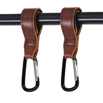 2 PCS Baby Stroller Convenient Carabiner Hook, Brown, Black