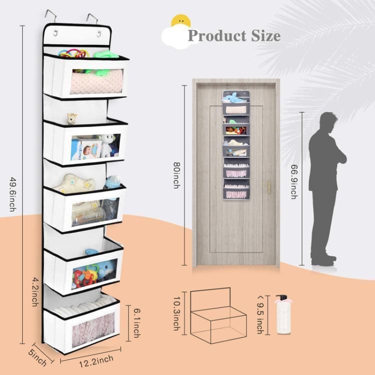 Five-Layer Non-Woven Door Rear Storage Hanging Bag, Five-Layer Non-Woven White, Five-Layer Non-Woven Blue