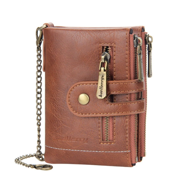Baellerry  Short Wallet Double Zipper Tri-Fold Wallet For Men, Baellerry Khaki, Baellerry Black, Baellerry Brown