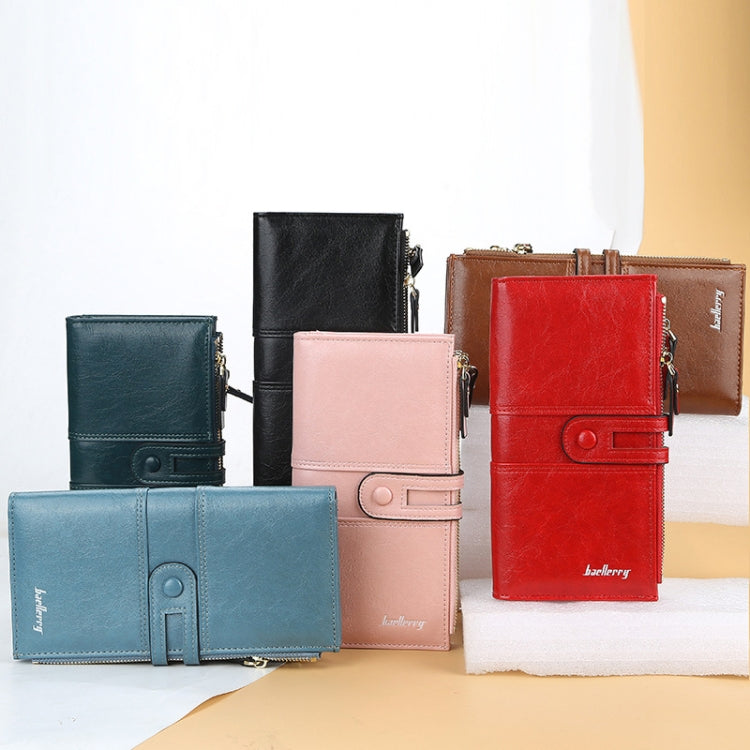 Baellerry  Ladies Long Large Capacity Buckle Zip Clutch Multi-Card Wallet, Baellerry Red, Baellerry Black, Baellerry Brown, Baellerry Dark Green, Baellerry let(Pink, Baellerry Sky Blue