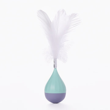 Cat Interactive Toy to Relieve Boredom Feather Tumbler Amusing Cat Stick, Green+Gray, White+Pink