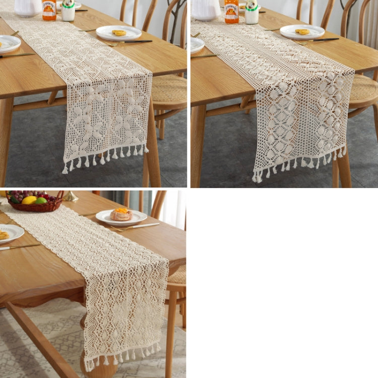 Widened And Stitched Rustic Knitted Hollow Tablecloth, 30x140cm, 30x160cm, 30x180cm, 30x200cm, 30x220cm, 30x240cm, 30x260cm, 30x280cm, 30x300cm