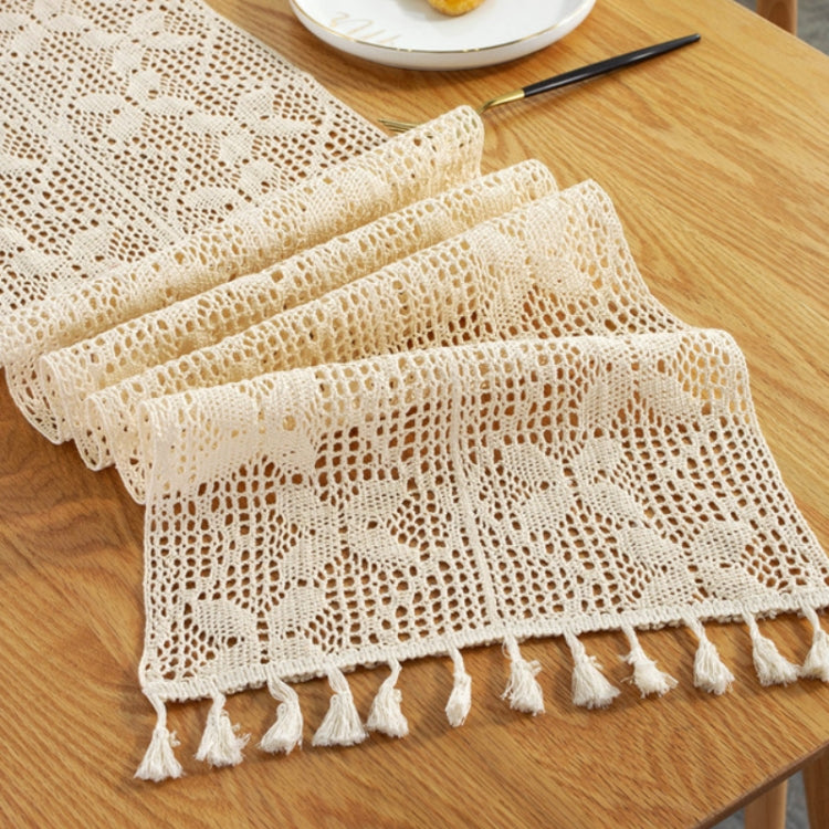 Widened And Stitched Rustic Knitted Hollow Tablecloth, 30x140cm, 30x160cm, 30x180cm, 30x200cm, 30x220cm, 30x240cm, 30x260cm, 30x280cm, 30x300cm