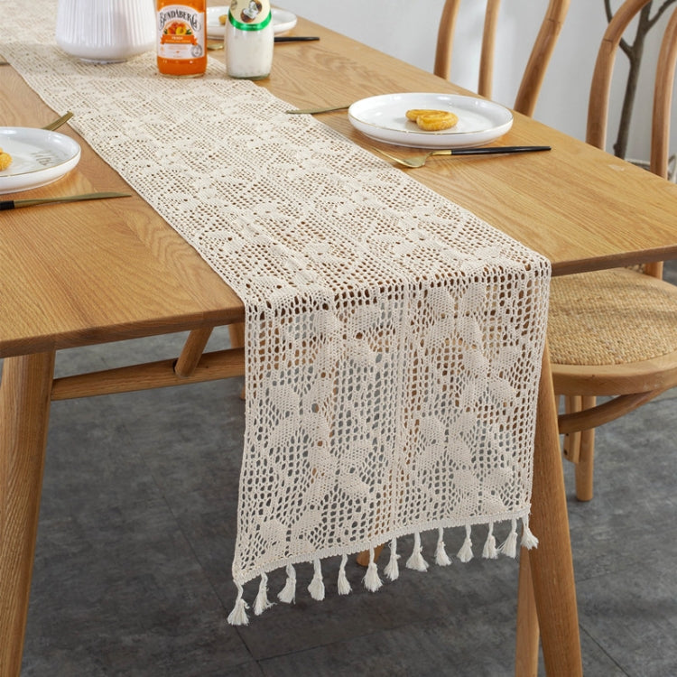 Widened And Stitched Rustic Knitted Hollow Tablecloth, 30x140cm, 30x160cm, 30x180cm, 30x200cm, 30x220cm, 30x240cm, 30x260cm, 30x280cm, 30x300cm