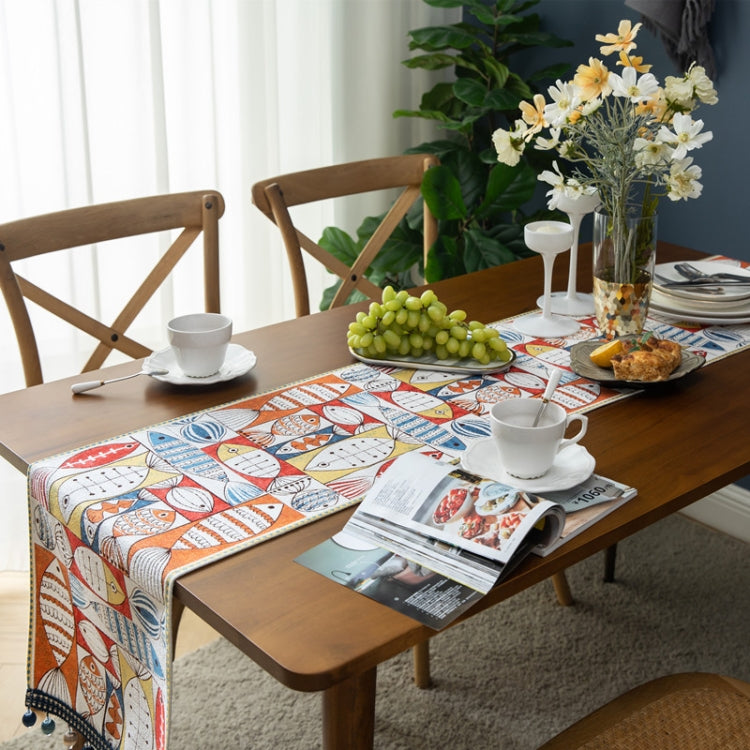 Home Chenille Polyester Tassel Table Runner, 33x140cm, 33x160cm, 33x180cm, 33x200cm, 33x220cm, 33x260cm, 33x300cm, 33x240cm