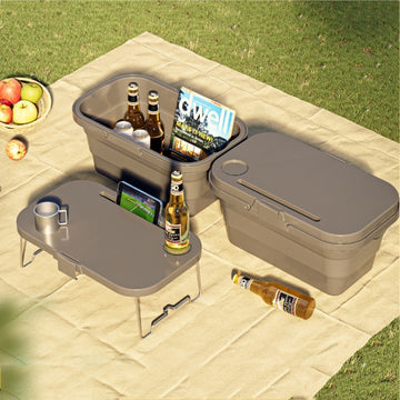 Camping Water Carry Basket Picnic Basket Outdoor Folding Box Can Be Used As Table