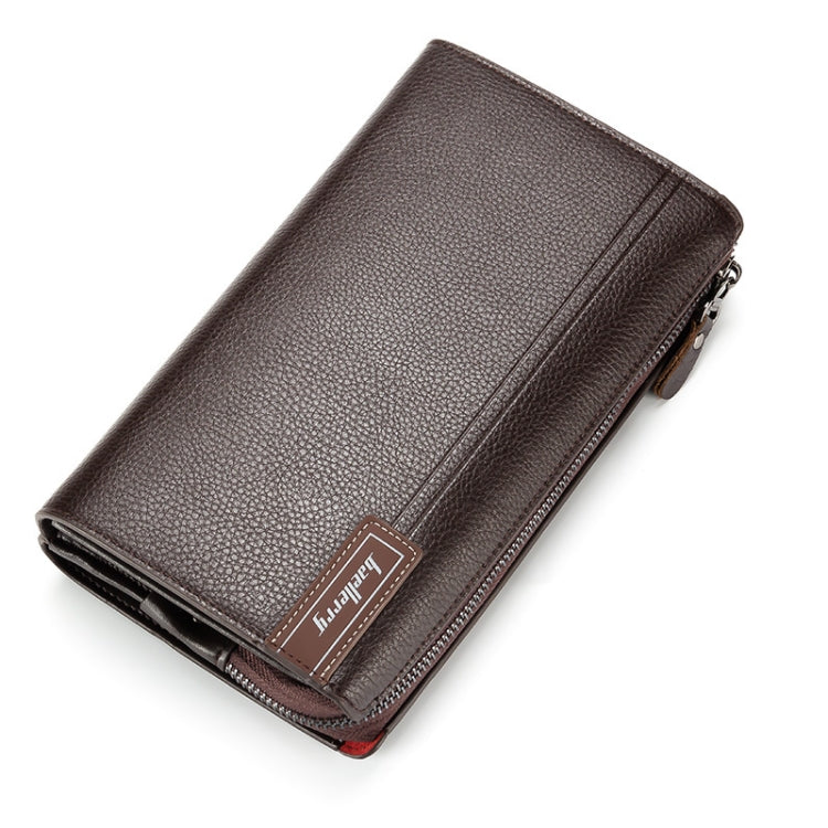 Baellerry Men PU Leather Clutch Business Casual  Lychee Pattern Zipper Wallet, Black, Brown