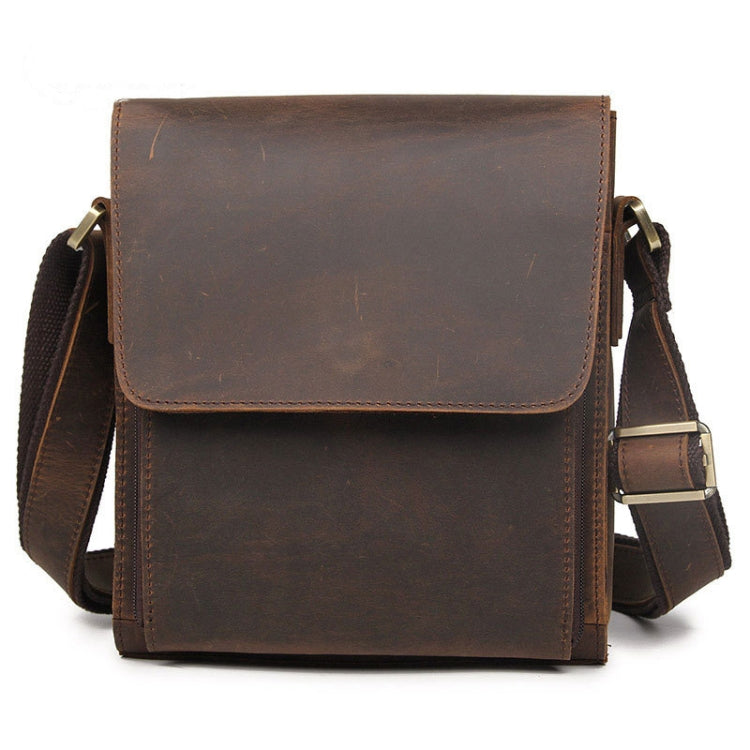 Vintage Crazy Horse Leather Men Shoulder Bag Messenger Bag, Brown Yellow, Black, Brown, Dark Brown