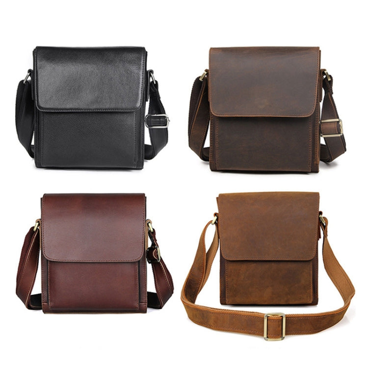 Vintage Crazy Horse Leather Men Shoulder Bag Messenger Bag, Brown Yellow, Black, Brown, Dark Brown
