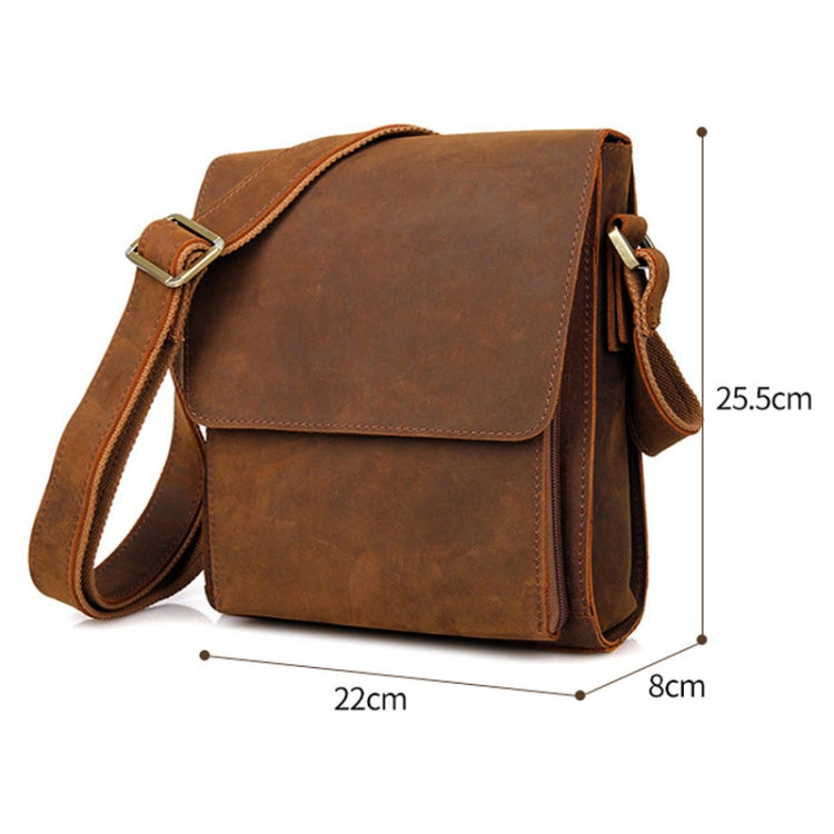 Vintage Crazy Horse Leather Men Shoulder Bag Messenger Bag, Brown Yellow, Black, Brown, Dark Brown