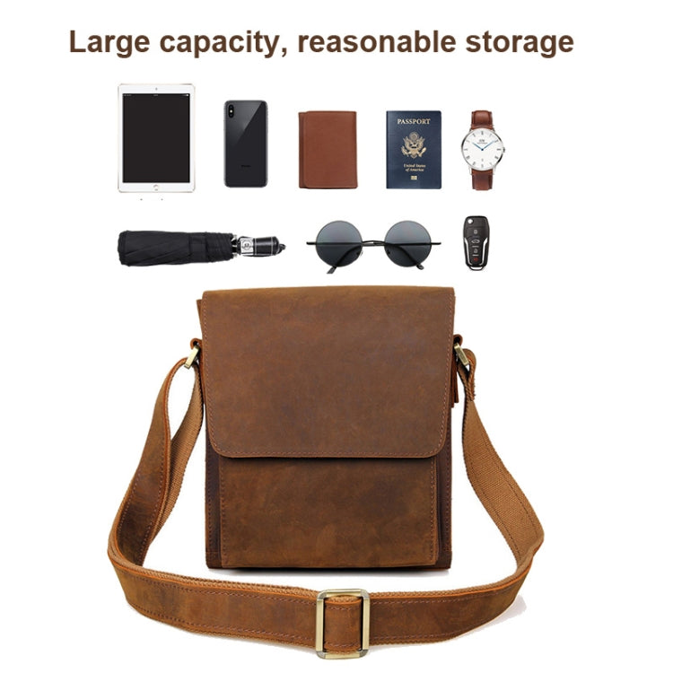 Vintage Crazy Horse Leather Men Shoulder Bag Messenger Bag, Brown Yellow, Black, Brown, Dark Brown