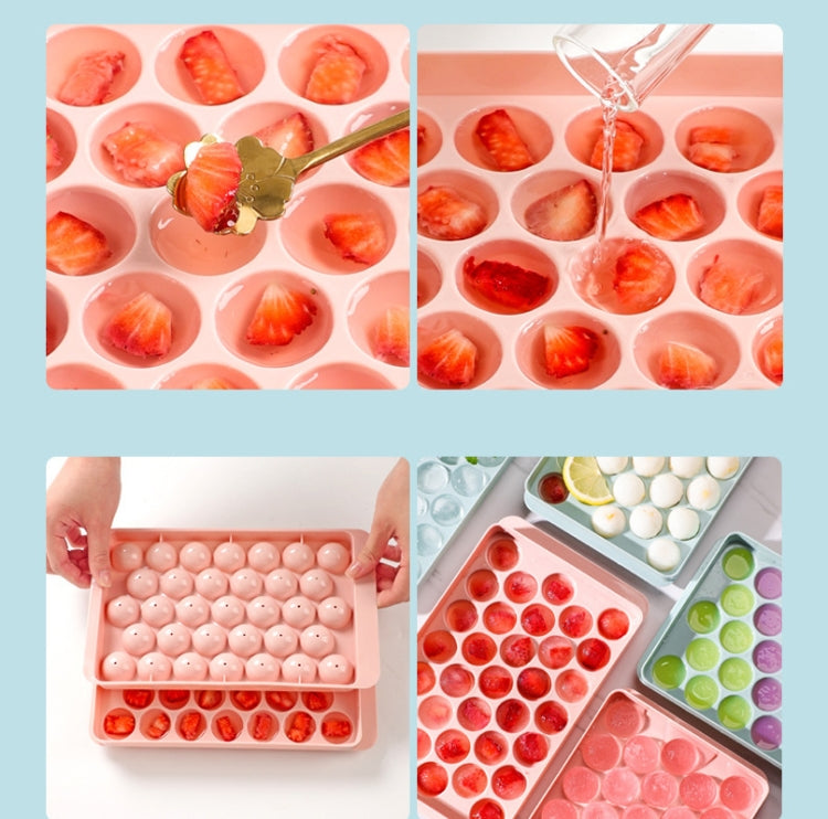 33 Grid Round Ice Hockey Mold With Lid Ice Box Small Marble Ice Tray, Random Color Delivery, Large  Blue, Large Pink, Small Blue, Small Pink