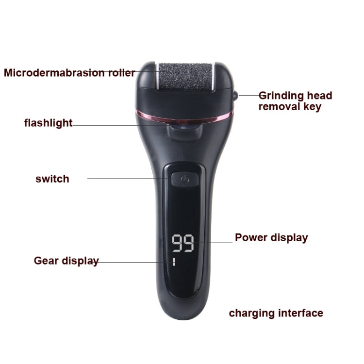 Electric Foot Grinder Digital Display Rechargeable Pedicure Peeling, Black
