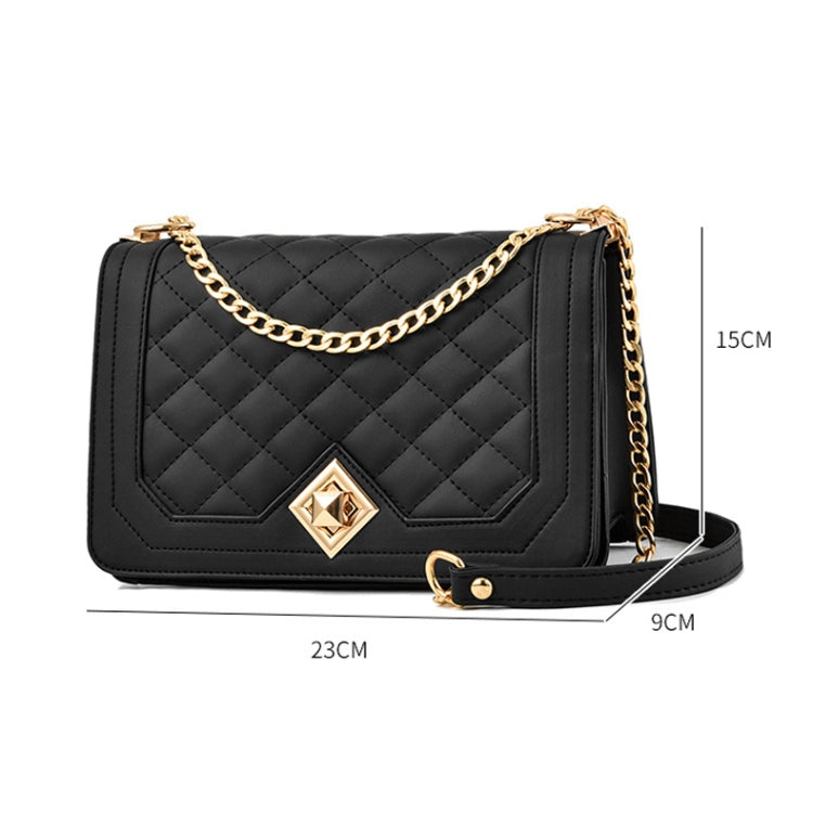 6382 One-shoulder Diagonal Rhombus Chain Bag, 6382 (Black), 6382 (Light Green), 6382 (Pink), 6382 (Dark Red), 6382 (White), 6382 (Khaki), 6382 (Light Grey)