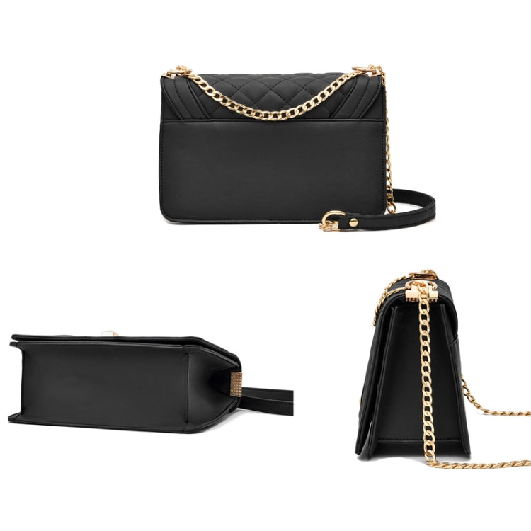 6382 One-shoulder Diagonal Rhombus Chain Bag, 6382 (Black), 6382 (Light Green), 6382 (Pink), 6382 (Dark Red), 6382 (White), 6382 (Khaki), 6382 (Light Grey)