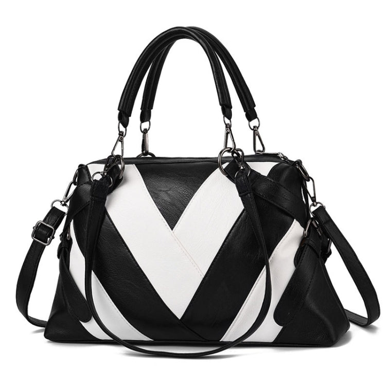 TFZ 250 Geometric Colorblock Soft Leather Handbag, Red Wine, Green, Black, Dark Gray, Black White, Rubber Pink