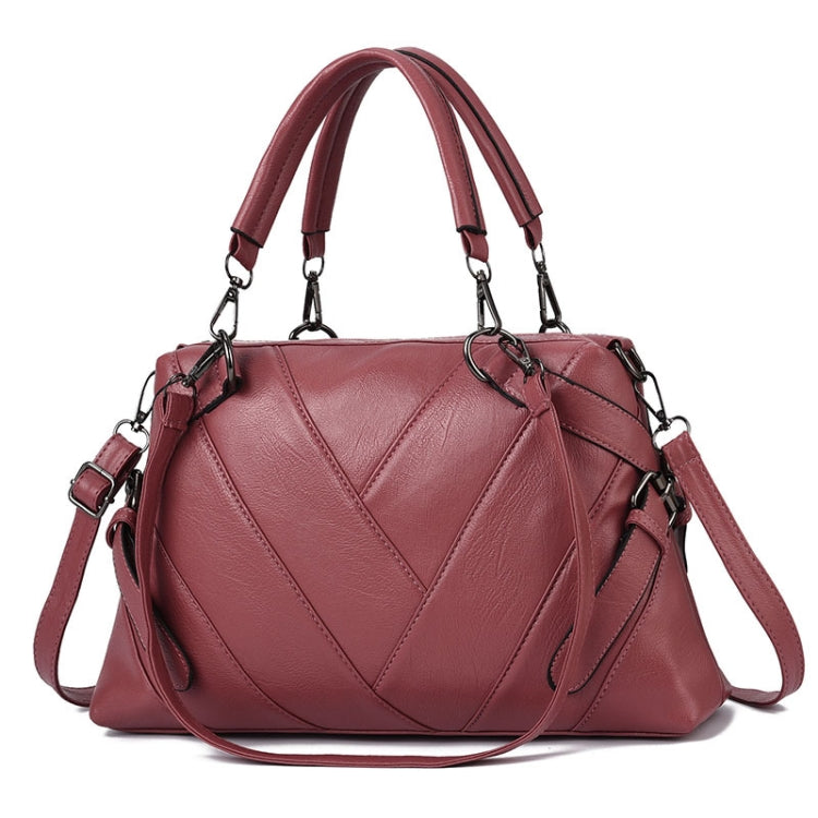 TFZ 250 Geometric Colorblock Soft Leather Handbag, Red Wine, Green, Black, Dark Gray, Black White, Rubber Pink