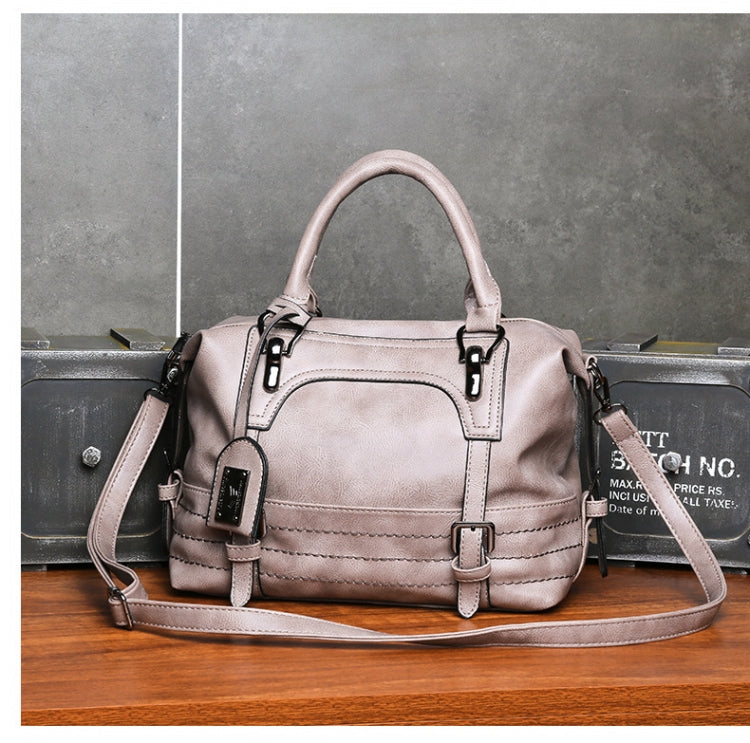 Ladies Casual Handbag Soft-faced Solid Color One-shoulder Diagonal Large Bag, Black, Pink, Brown, Grey