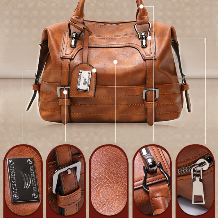 Ladies Casual Handbag Soft-faced Solid Color One-shoulder Diagonal Large Bag, Black, Pink, Brown, Grey