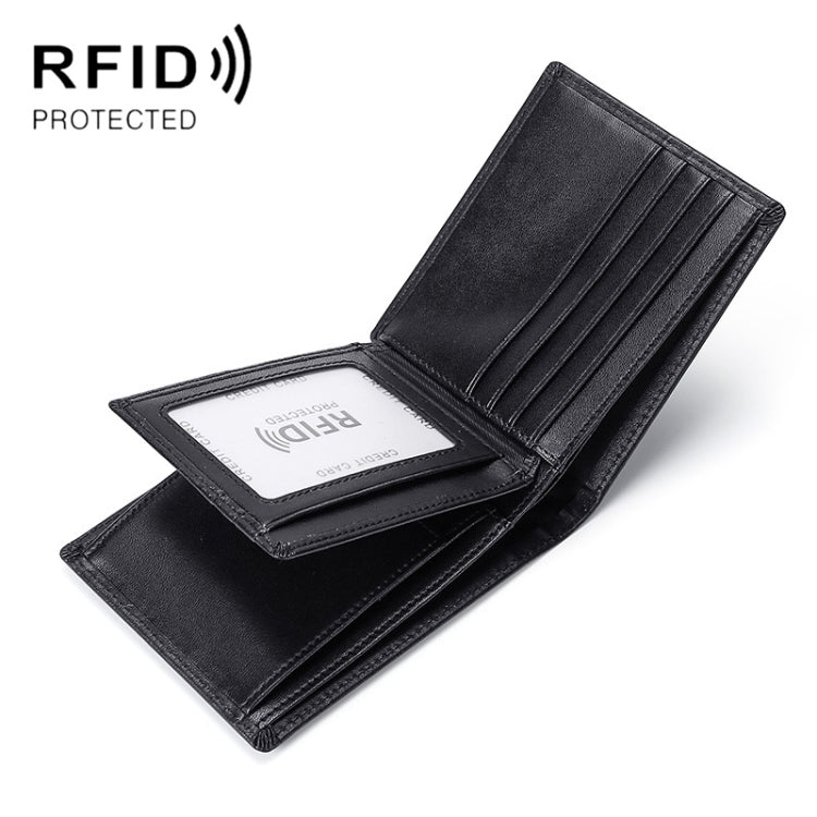 TP-215 Leather RFID Anti-theft Tri-fold Short Wallet, Brown, Blue, Orange, Black