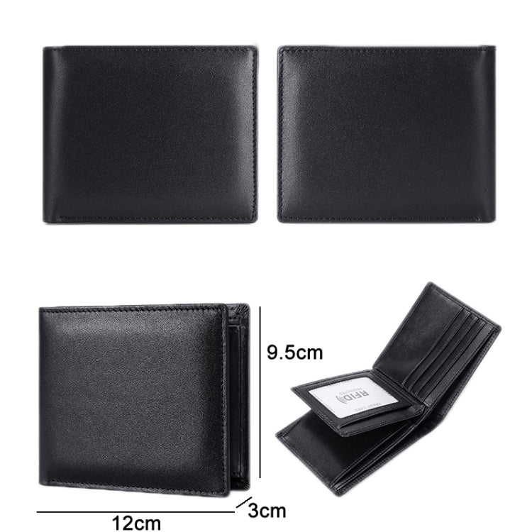 TP-215 Leather RFID Anti-theft Tri-fold Short Wallet, Brown, Blue, Orange, Black