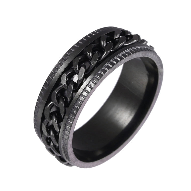 2 PCS Men Stainless Steel Embossed Turnable Chain Rings, Black, Steel Color, Black Steel Color, Dark Blue, Black Gold