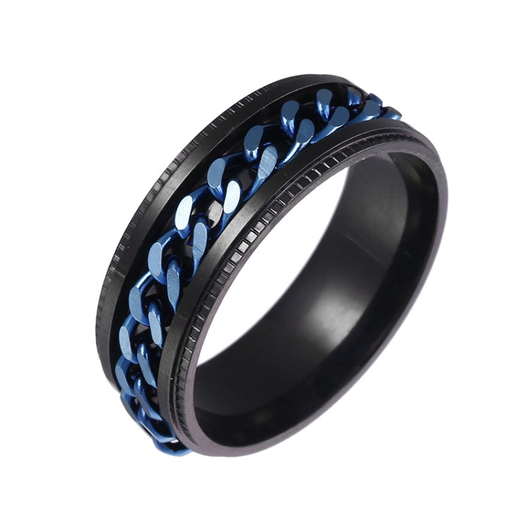 2 PCS Men Stainless Steel Embossed Turnable Chain Rings, Black, Steel Color, Black Steel Color, Dark Blue, Black Gold