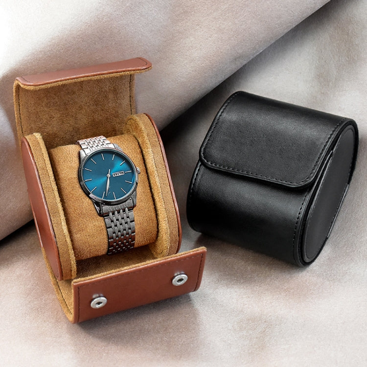 PU Leather Watch Protective Dustproof Display Box Portable Storage Box, Black, Brown