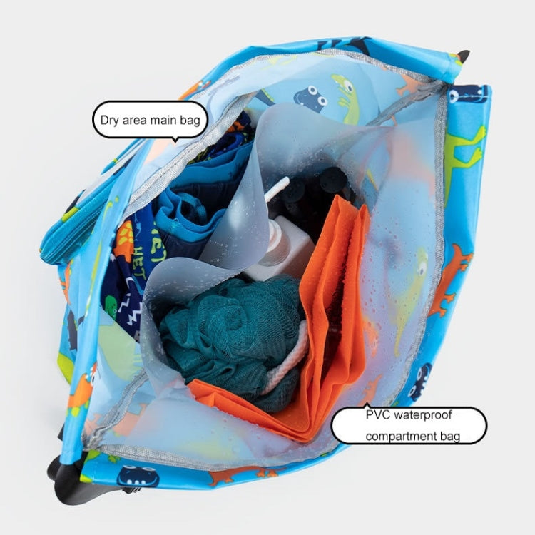 Wet And Dry Separation Waterproof Drawstring Shoulder Beach Swimming Bag For Children, Blue L, Gray L