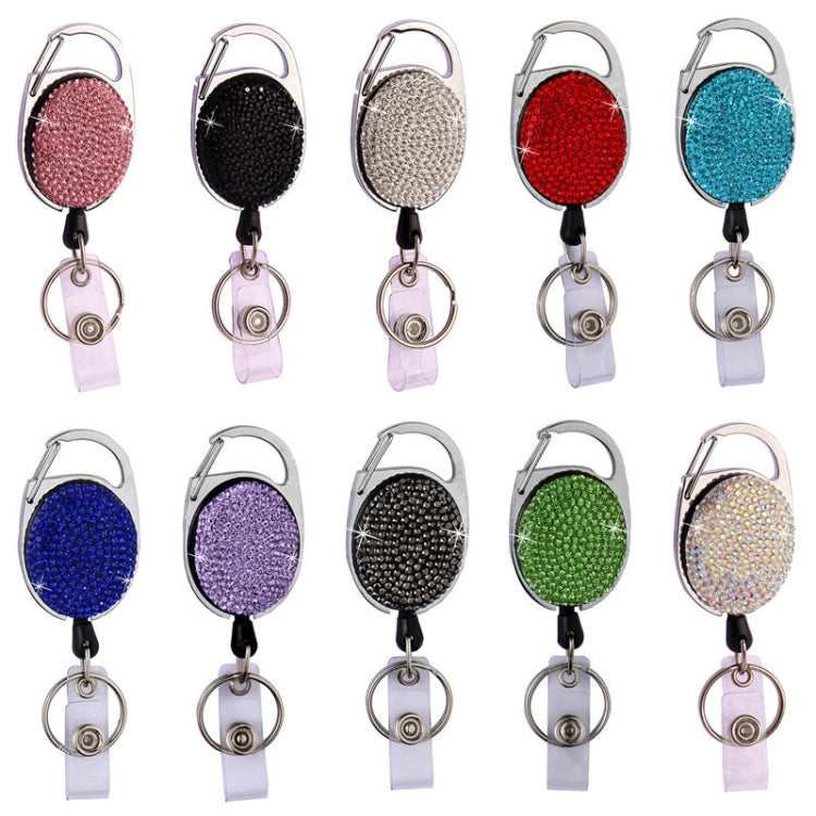Ceramic Clay Pull Buckle Metal Retractable Keychain Document Buckle, Light Green, Shiny Black, Lake Blue, Deep Blue, Red, Black, White, Pink, AB