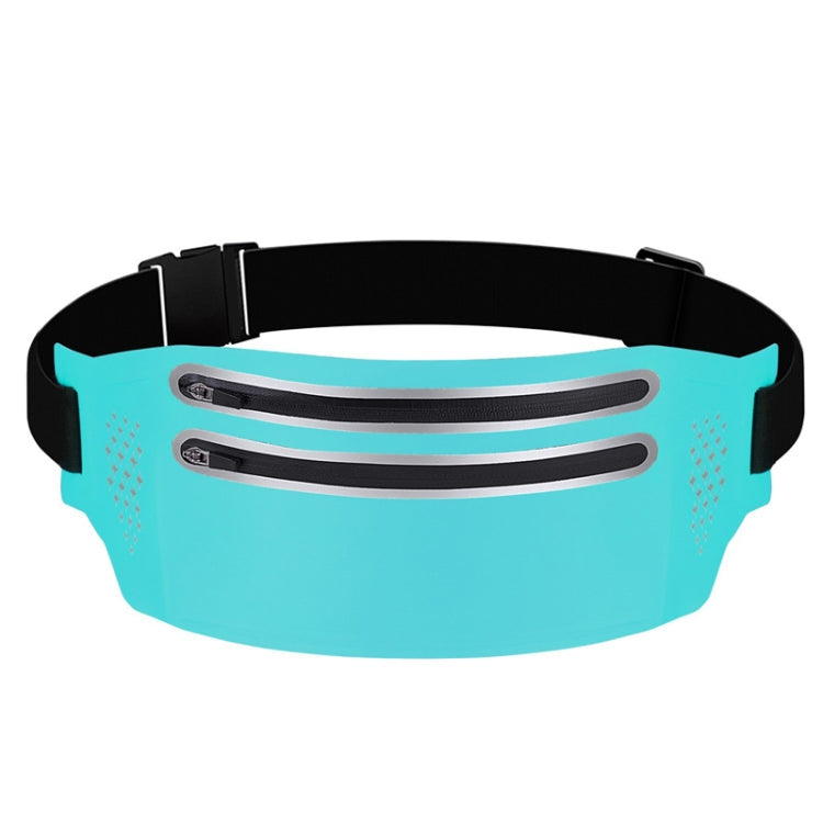 Outdoor Double Zipper Sports Waterproof Lycra Body Slim Waist Bag, Black, Mint Blue, Grey, Rose Red, Green