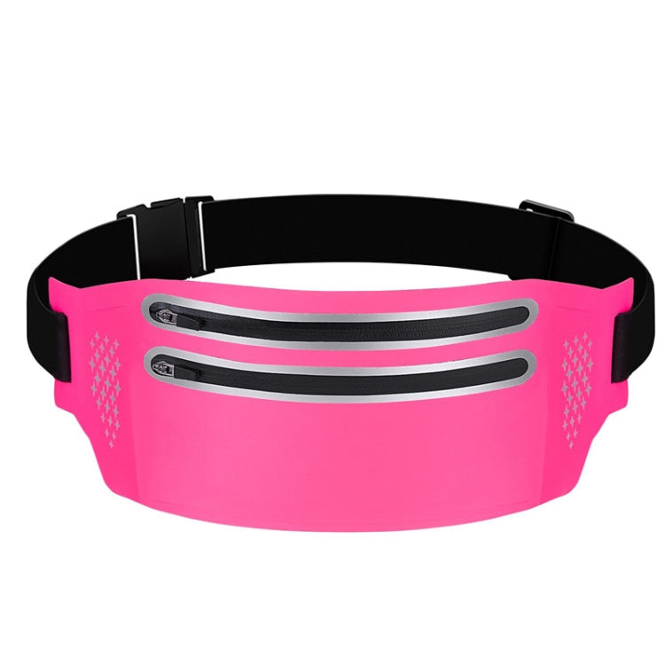 Outdoor Double Zipper Sports Waterproof Lycra Body Slim Waist Bag, Black, Mint Blue, Grey, Rose Red, Green
