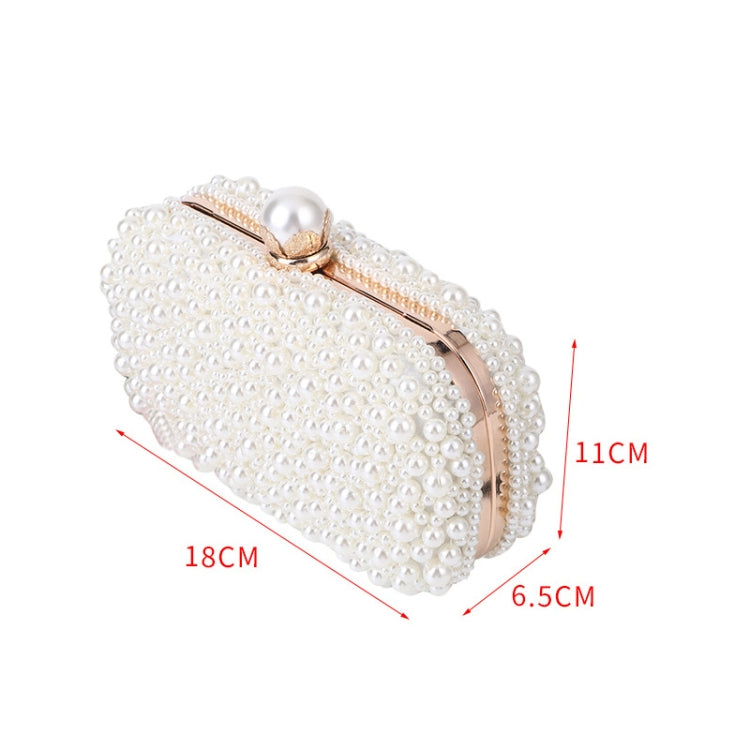 Pearl Evening Bag Soft Face Lock Ladies Shoulder Bag Crossbody Small Square Bag, White, Beige