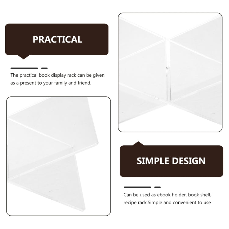 X-shaped Acrylic Bookshelf Transparent Book Sheet Music Display Stand, X-shaped Bookshelf