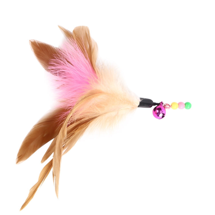 Wire Funny Cat Stick With Bell Cat Toy, Style:  Feather, Feather