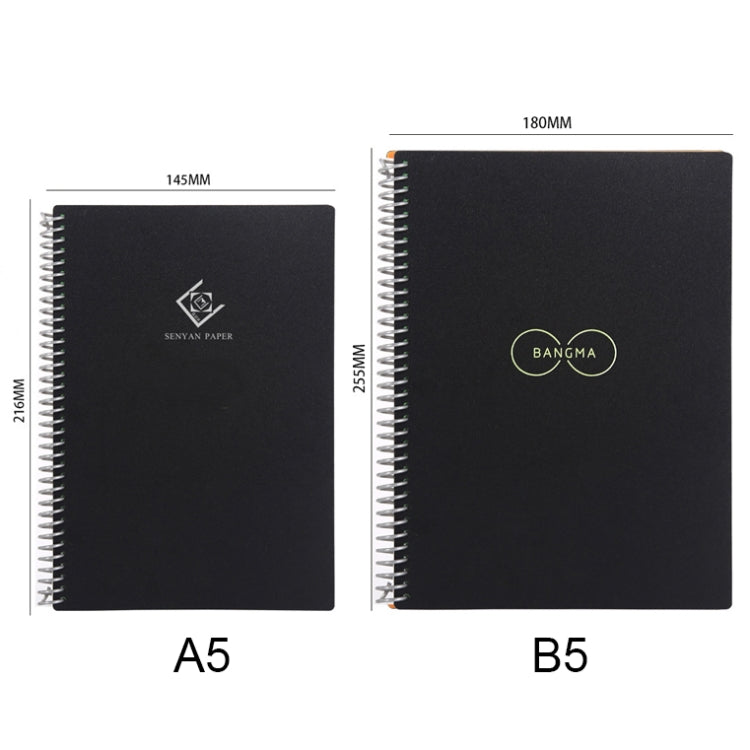 KCA02 Erasable Waterproof Coil Notebook, Spec:, A5 Square, B5 Round, A5 without LOGO, A5 Iron Ring no LOGO, A5 Note Type